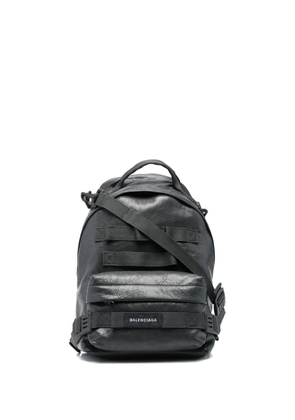 Balenciaga leather logo-patch backpack - Grey
