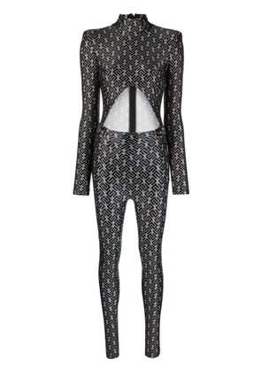 Elisabetta Franchi monogram-pattern cut-out jumpsuit - Black