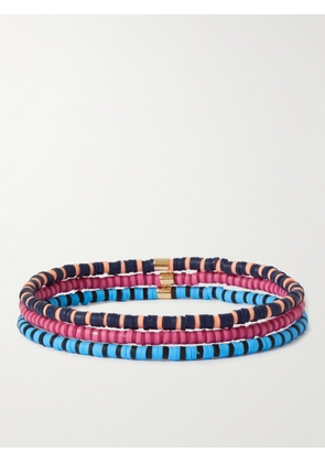 Roxanne Assoulin - Set of Three Enamel and Gold-Tone Beaded Bracelets - Men - Blue