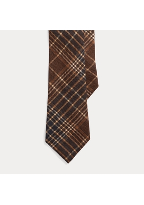 Plaid-Print Linen Tie