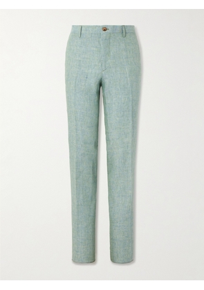 Etro - Slim-Fit Straight-Leg Linen Suit Trousers - Men - Green - IT 46