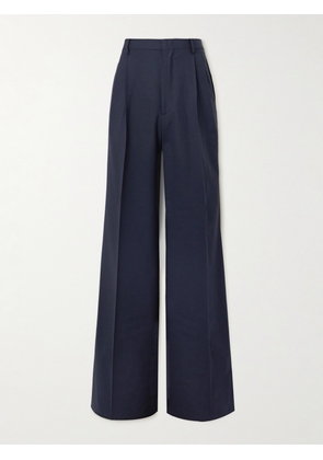 Etro - Wide-Leg Pleated Wool-blend Suit Trousers - Men - Blue - IT 46