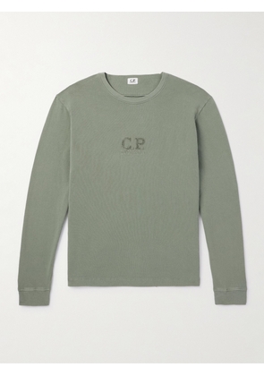 C.P. Company - Logo-Embroidered Bouclé-Trimmed Cotton-Jersey Sweatshirt - Men - Green - XS
