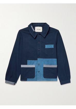 Story Mfg. - French Logo-Embroidered Patchwork Organic Cotton-Canvas Jacket - Men - Blue - S