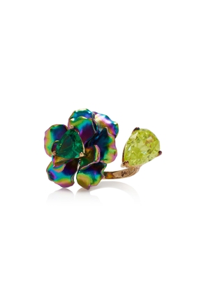 Anabela Chan - Acid Rainbow Bloom 18K Gold Vermeil; Aluminum Emerald; Quartz Ring - Multi - US 6 - Moda Operandi - Gifts For Her