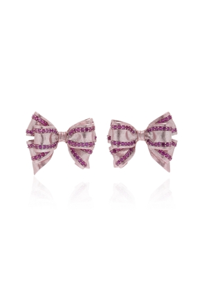 Anabela Chan - Mini Bow Tie 18K Rose Gold Vermeil Sapphire Earrings  - Pink - OS - Moda Operandi - Gifts For Her
