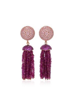 Anabela Chan - Bauble Tassel 18K Rose Gold Vermeil Sapphire; Garnet Earrings - Pink - OS - Moda Operandi - Gifts For Her