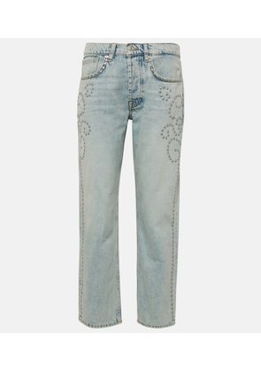 7 For All Mankind Trucker studded straight jeans