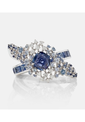 Ananya Scatter Orbit 18kt white gold ring with sapphires and diamonds
