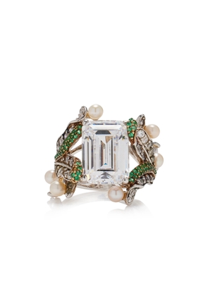 Anabela Chan - Lily 18K Gold; Rhodium Vermeil Emerald; Diamond; And Pearl Ring - Multi - US 8 - Moda Operandi - Gifts For Her