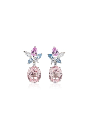 Anabela Chan - Lily 18K White Gold; Rhodium Vermeil Sapphire; Diamond Earrings - Pink - OS - Moda Operandi - Gifts For Her