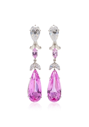 Anabela Chan - Calla Lily 18K White Gold; Rhodium Vermeil Sapphire; Diamond Earrings - Pink - OS - Moda Operandi - Gifts For Her