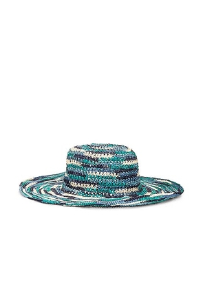 SENSI STUDIO Hippie Fiesta Hat in Blue - Teal. Size S (also in M).