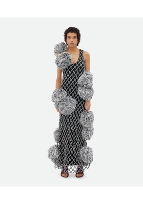 Paper Mesh Crochet Dress With Pompom - Bottega Veneta