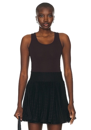 ALAÏA Tank Top Bodysuit in Chocolate - Chocolate. Size 38 (also in 40).