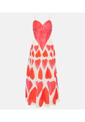 Farm Rio Painted Hearts cotton maxi dress