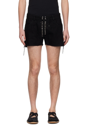 Ludovic de Saint Sernin Black Lace Up Denim Shorts