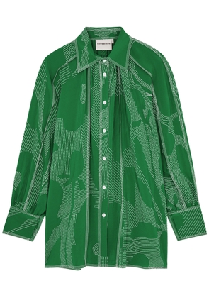 Lovebirds Vida Printed Silk Shirt - Green - L (UK16)