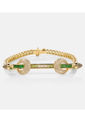 Ananya Chakra 18kt gold bracelet with diamonds, quartz, tsavorites, and peridots