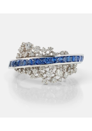 Ananya Scatter Energy 18kt white gold ring with diamonds and sapphires