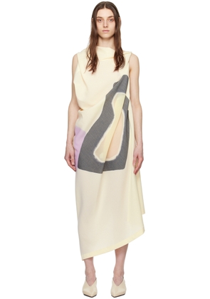 ISSEY MIYAKE Off-White Graphic Midi Dress