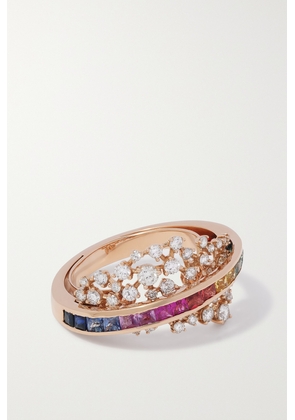 Ananya - Scatter Energy 18-karat Rose Gold, Sapphires And Diamond Ring - 6,7
