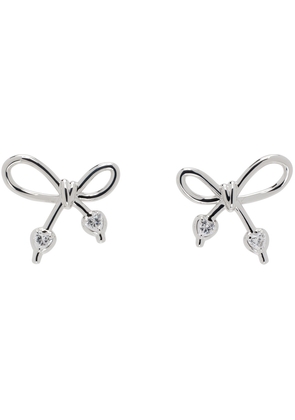 SHUSHU/TONG SSENSE Exclusive Silver YVMIN Edition Knotted Bow Metal Earrings