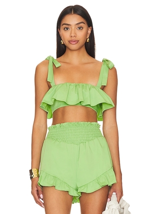 Camila Coelho Brittany Crop Top in Green. Size L, S, XL, XS.