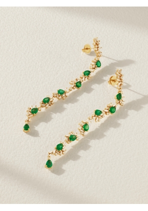 Suzanne Kalan - 18-karat Gold, Diamond And Emerald Earrings - One size