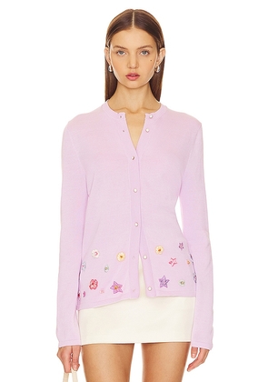 GOGO Sweaters Flower Cardigan in Lavender. Size M, S.