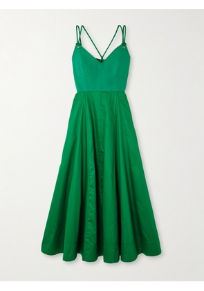 La Ligne - Pleated Organic Cotton-blend Poplin And Cotton Midi Dress - Green - x small,small,medium,large,x large