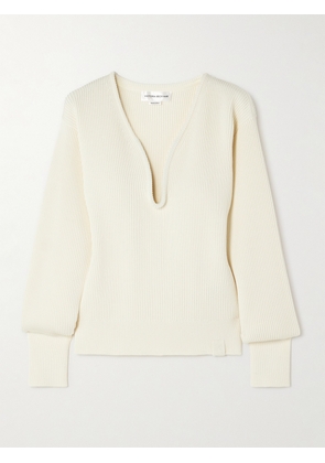 Victoria Beckham - Ribbed Cotton-blend Sweater - White - x small,small,medium,large,x large