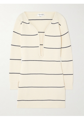 Victoria Beckham - Striped Ribbed Cotton-blend Mini Dress - White - x small,small,medium,large