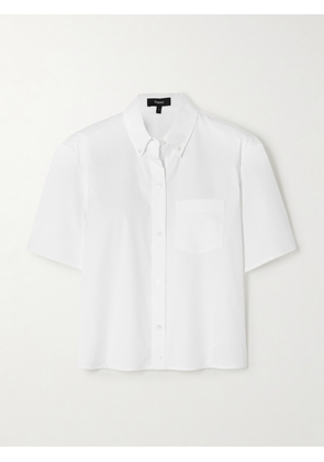 Theory - Cropped Supima Cotton-blend Poplin Shirt - White - x small,small,medium,large,x large