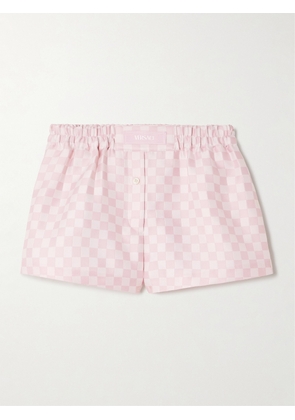 Versace - Checked Satin Shorts - Pink - IT36,IT38,IT40