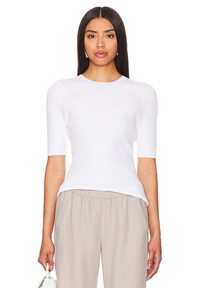 Enza Costa Linen Knit Crewneck in White. Size S, XL, XS.