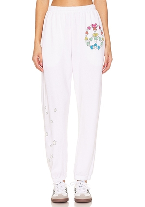 Lauren Moshi Chantria Mushroom Peace Sweatpants in White. Size S, XL, XS.