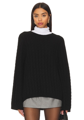 Rue Sophie Crewneck Cable Sweater in Black. Size XS.