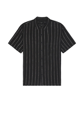 Vince Moonbay Stripe Short Sleeve Shirt in Black. Size L, S, XL/1X.
