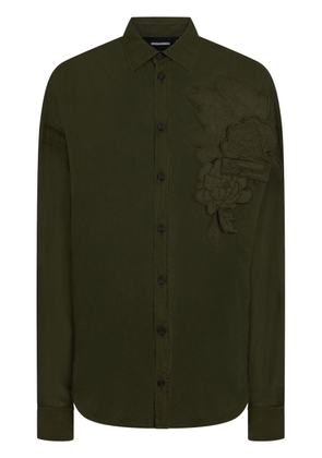 Dsquared2 logo-patch floral-appliqué cotton shirt - Green