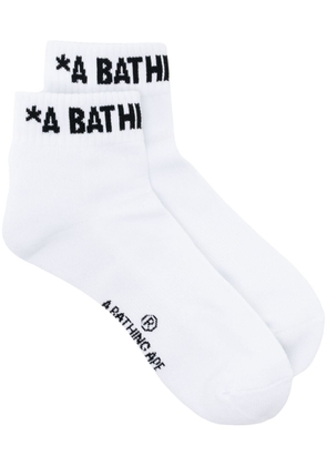 A BATHING APE® logo-intarsia ankle socks - White