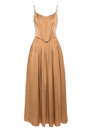 ZIMMERMANN corset silk midi dress - Brown