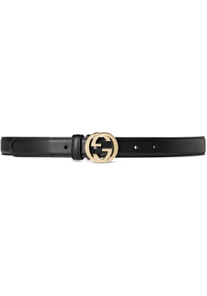 Gucci Leather belt with interlocking G buckle - Black