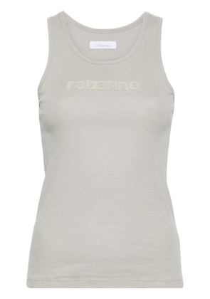 Rabanne flocked-logo tank top - Grey