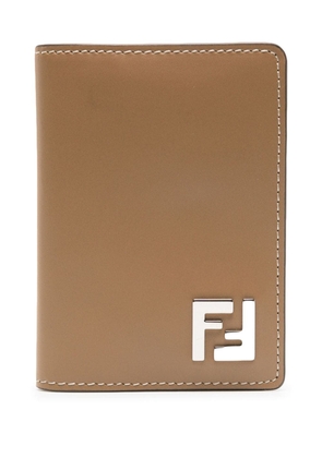 FENDI FF logo-plaque faux-leather cardholder - Brown