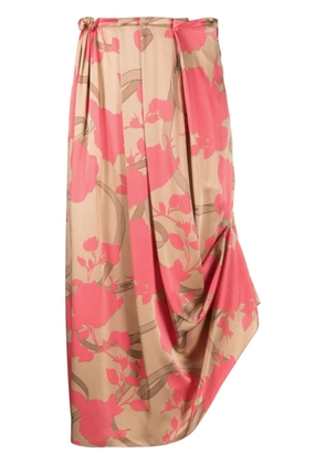 FENDI rose-print silk skirt - Pink