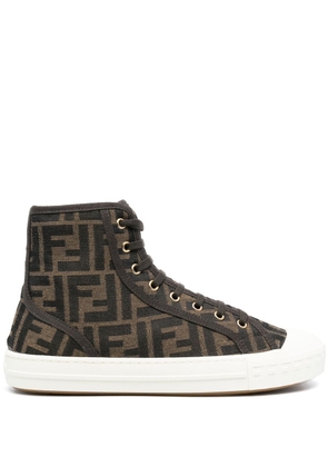 FENDI monogram lace-front sneakers - Brown