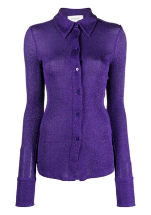 Sportmax pointed-collar long-sleeve lurex shirt - Purple