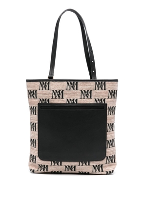 Max Mara monogram-embroidered raffia shoulder bag - Black