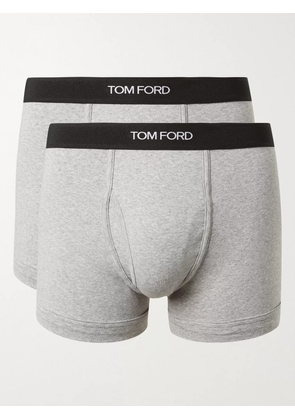 TOM FORD - Two-Pack Mélange Stretch-Cotton Boxer Briefs - Men - Gray - S